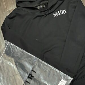 AMIRI Black Crewneck Sweater with White Logo